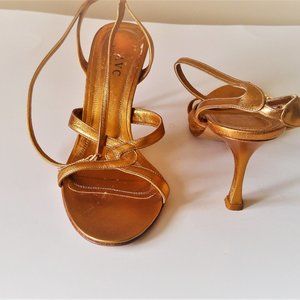 AVC Gold Ankle Strap Sandals